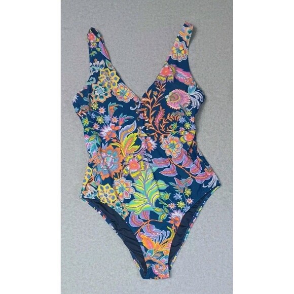 BCBGMaxAzria Other - BCBGMaxAzria Women's Floral Paisley Lace-Up VNeck One Piece Swimsuit Size L Boho